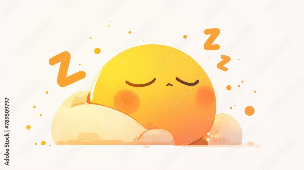 Poster 2d illustration of a sleeping emoji icon