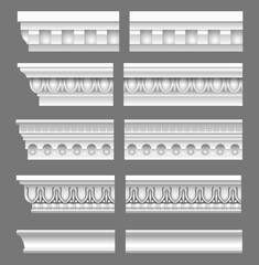 Naklejka premium Set of old classical marble cornices