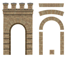 Texture of a classic brick arch fortress
