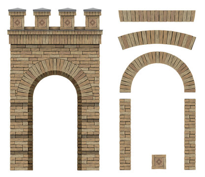 Texture of a classic brick arch fortress