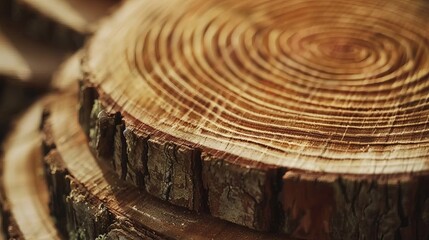 A cross section of a tree trunk, showing the growth rings. - obrazy, fototapety, plakaty