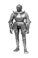 Fototapeta na wymiar Medieval full body knight suit of armor isolated