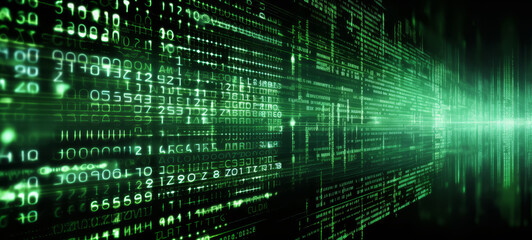 Obraz premium Green Digital Binary Data Stream