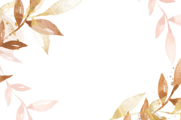 Watercolor leaf border png transparent background