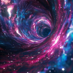 pink and blue wormhole in space - obrazy, fototapety, plakaty