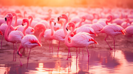 Africa. Kenya. Flamingo. Flock of flamingos. The nature of Kenya. Birds of Africa. Beautiful...