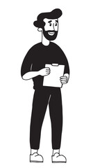 modern young man, employee. vector drawing in simple linear style, flat
