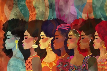 empowering womens day celebration diverse afroamerican women united digital illustration