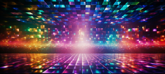 Abstract Shiny Disco Wall with Vibrant Lights