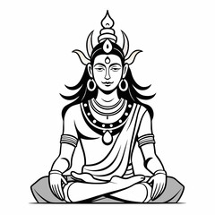 yoga lotus pose of a Shiva  Vector Illustration 