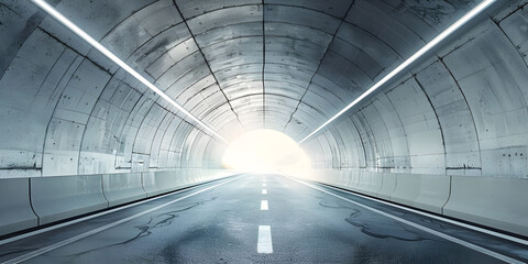 Architectural tunnel on highway with empty asphalt road background - Ai Generated