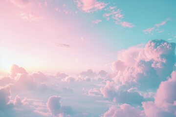 Dreamlike cloudscape with a pink sunrise