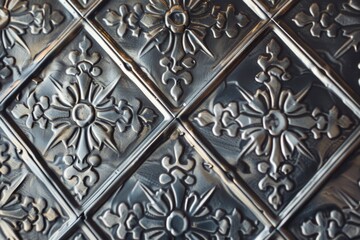 Obraz premium Ornate Vintage Metal Ceiling Tiles