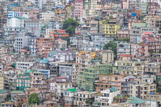 The aizawl city capital of mizoram View over the houses and building on the hills in aizawl, mizoram, India, asia