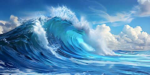 Beautiful blue ocean waves background - Ai Generated