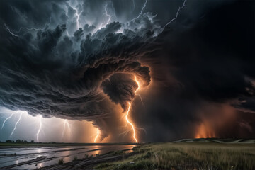 Furia della Natura- Tornado Potente e Fulmini