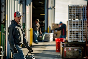 Manual Laborer at Industrial Loading Dock during Workday