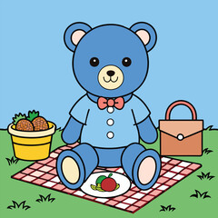 Adorable Teddy Bear Picnic. Sweet Teddy Bear Picnic Scene. Playful Teddy Bear Picnic