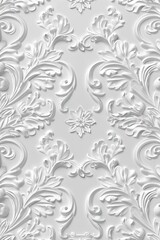 Elegant White Floral Embossed Wallpaper Design