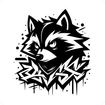 recommend clip art: Raccoon silhouette, animal graffiti tag, hip hop, street art typography illustration.