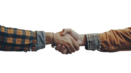  An image of a handshake between an employer and employee, symbolizing mutual respect and cooperation in the workplace, set against a white backdrop to honor Labour Day, png - obrazy, fototapety, plakaty