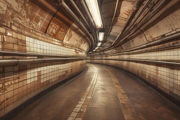 Time-Worn Pathway: The Warm Glow of an Old Subway Tunnel Curve