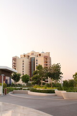 A building with trees in front of it