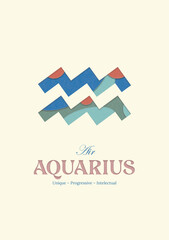 Aquarius colorful 3D cutout  effect poster ready to print