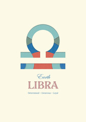 Libra colorful 3D cutout  effect poster ready to print