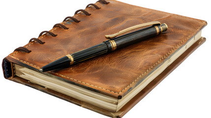 Vintage book and pen isolated on a transparent background, PNG, Ai