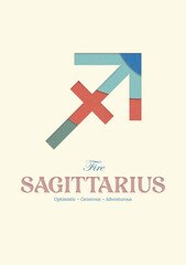 Sagittarius colorful 3D cutout  effect poster ready to print