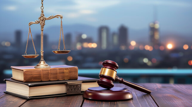 Law gavels and books on a table