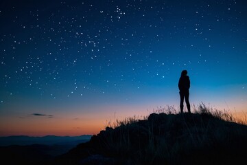 Lone Observer Embracing the Starry Dusk