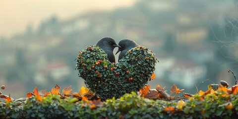 Love between birds in a beautiful landscape