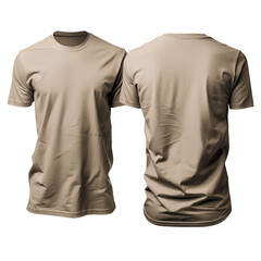 Blank beige t-shirt isolated on a transparent background 
