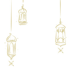 Png gold doodle lanterns hanging from above transparent background