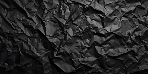 Black crumpled paper texture. Crumpled black paper