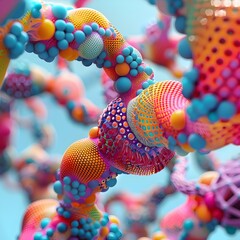 Geometric Abstraction of Insulin Molecule: A Vibrant 3D of its Complex Structure - obrazy, fototapety, plakaty
