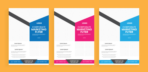 New marketing flier design with EPS-10 file. Corporate a4 flyer design editable format. Vector handout, poster, leaflet, or yellow color page template. Business planning cover element layout.