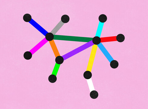 Dynamic tree graph on pink background