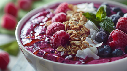 A colorful smoothie bowl with toppings
