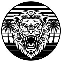 A Hungry lion's head -Logo Icon Vector Illustration