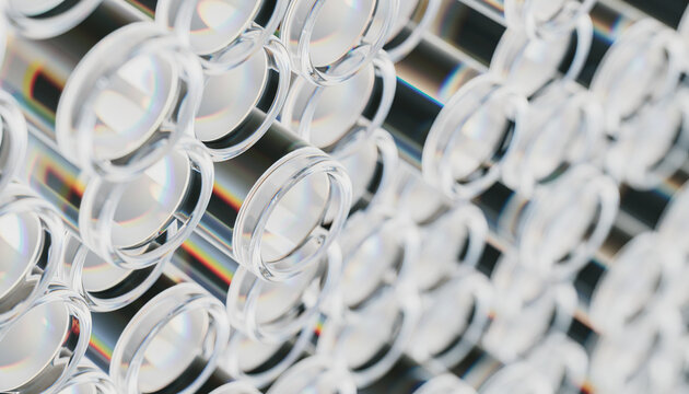 Close-up of Optical fiber cable with glass
