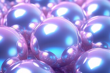 Holographic 3D Glossy Balls Background, Holographic Shiny Balls Wallpaper, Holographic Balls Background, 3D Balls Wallpaper, AI Generative