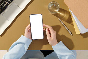  business people at workplace  using cell phone, computer.