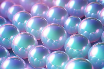 Holographic 3D Glossy Balls Background, Holographic Shiny Balls Wallpaper, Holographic Balls Background, 3D Balls Wallpaper, AI Generative