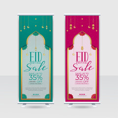 free vector eid sale roll up or x banner template design