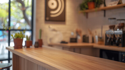 A blurred coffee shop interior scene