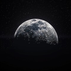 High contrast, detailed image of the moon.