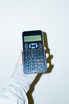 Colourful modern counting calculator with hard direct flashlight